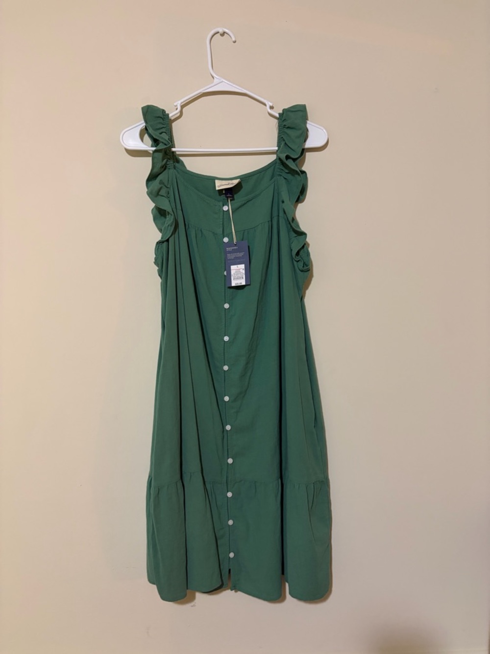 Universal Thread Green Ruffle-Shoulder Button Midi Dress - Picture 4 of 6